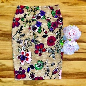LULAROE Floral Print Cassie Skirt XS
